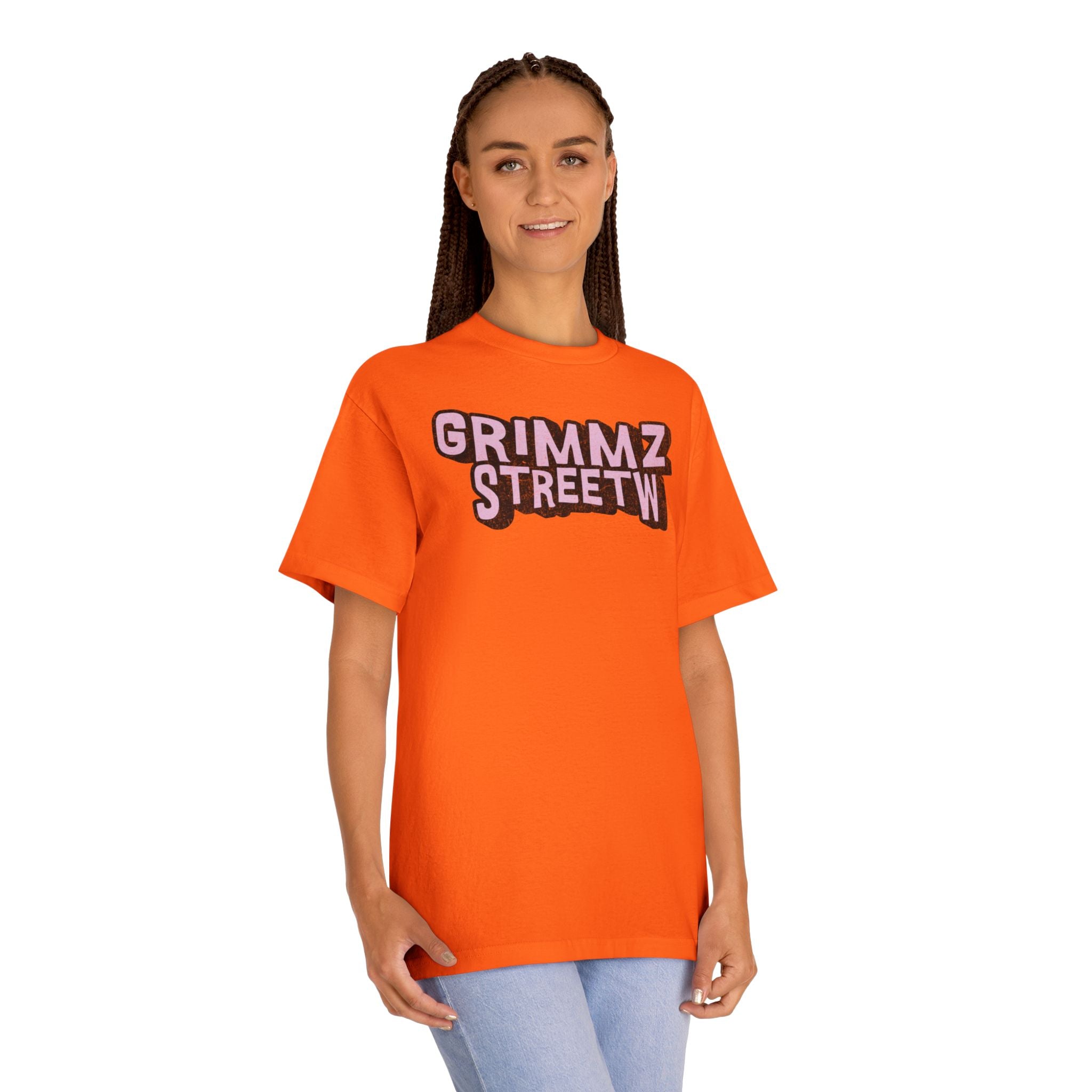 Grimmz Streetwear Tee — Pink Graffiti Logo T-Shirt