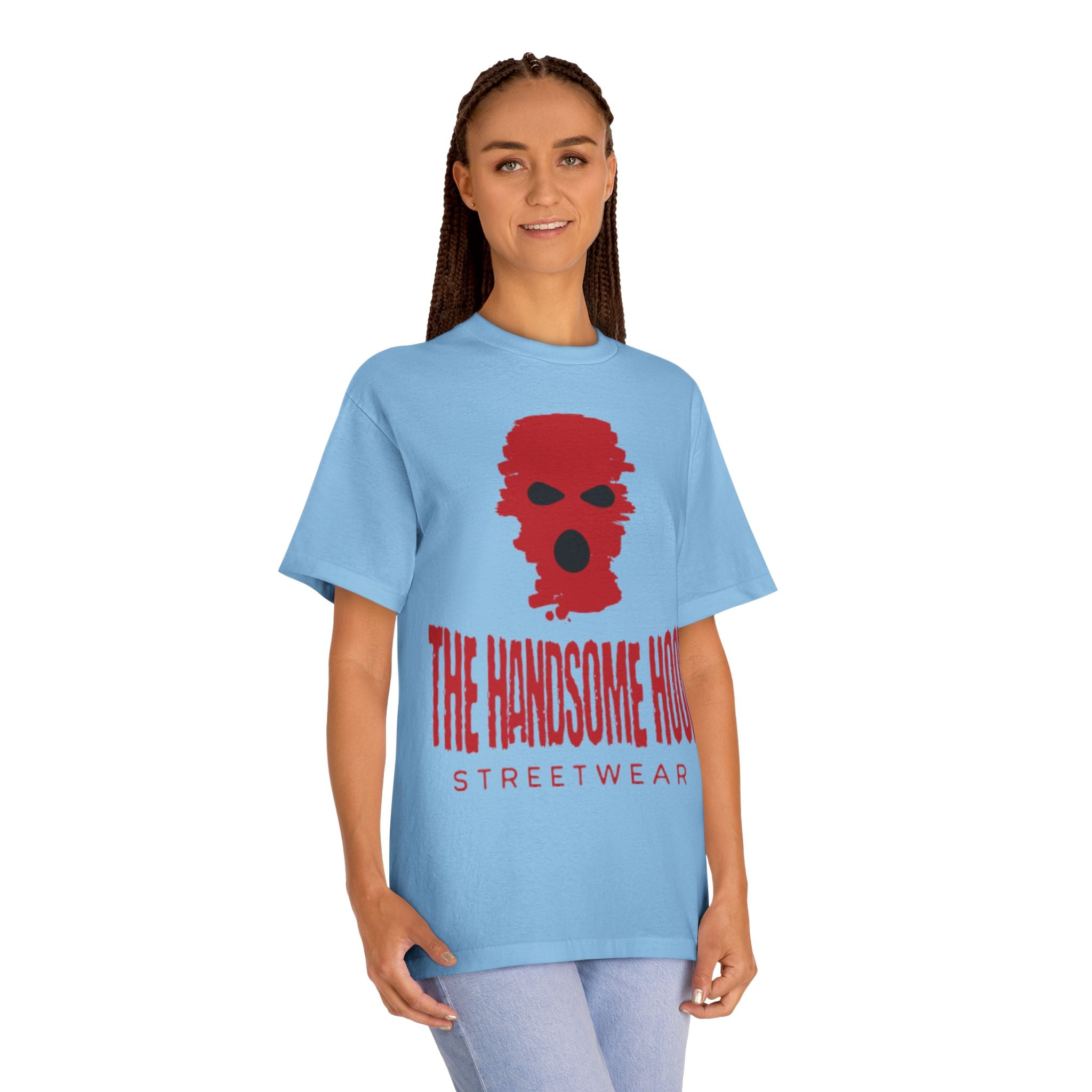 The Handsome Hood Streetwear Tee — Red Balaclava Graphic T-Shirt