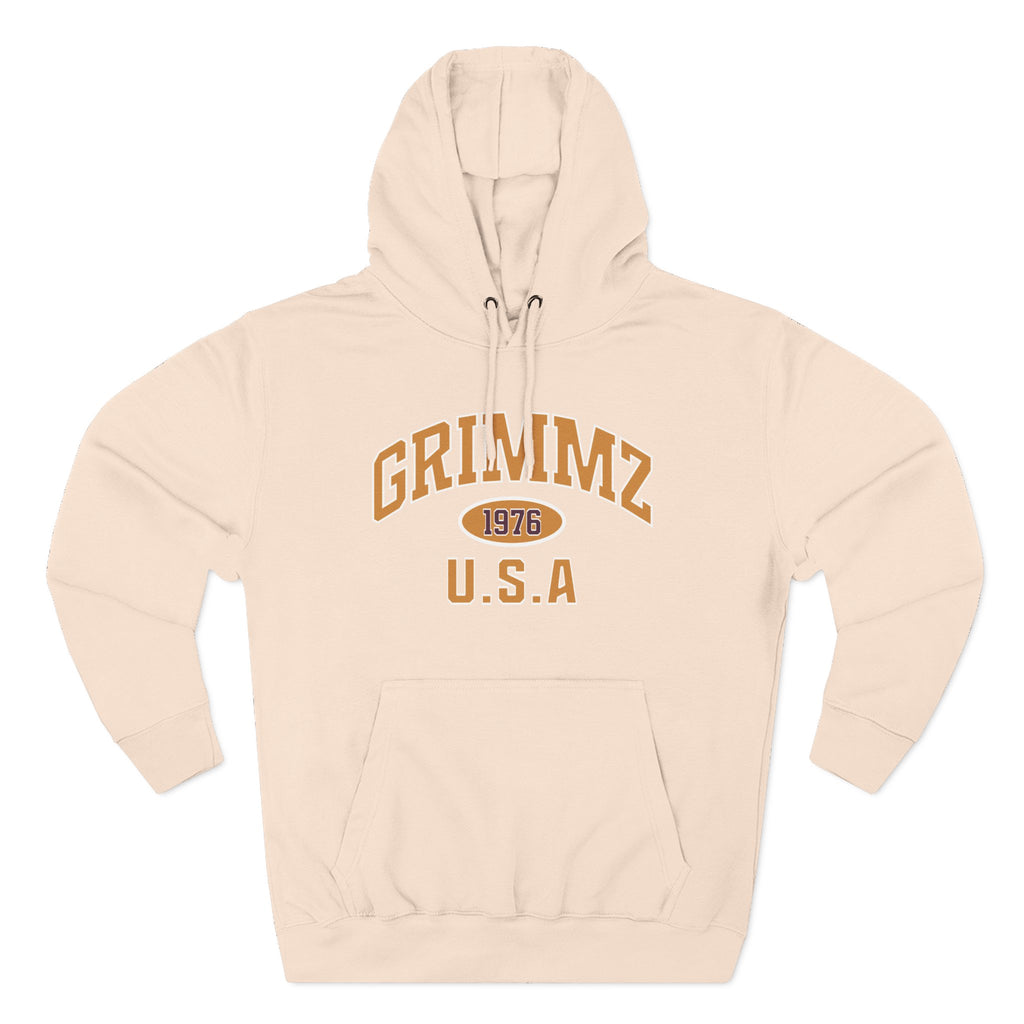 Grimmz 1976 U.S.A. Hoodie — Vintage Collegiate Fleece Pullover