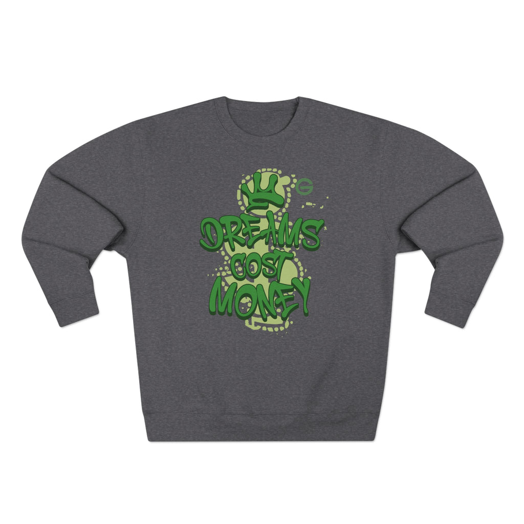 Dreams Cost Money Crewneck Sweatshirt – Green Graffiti Money Graphic