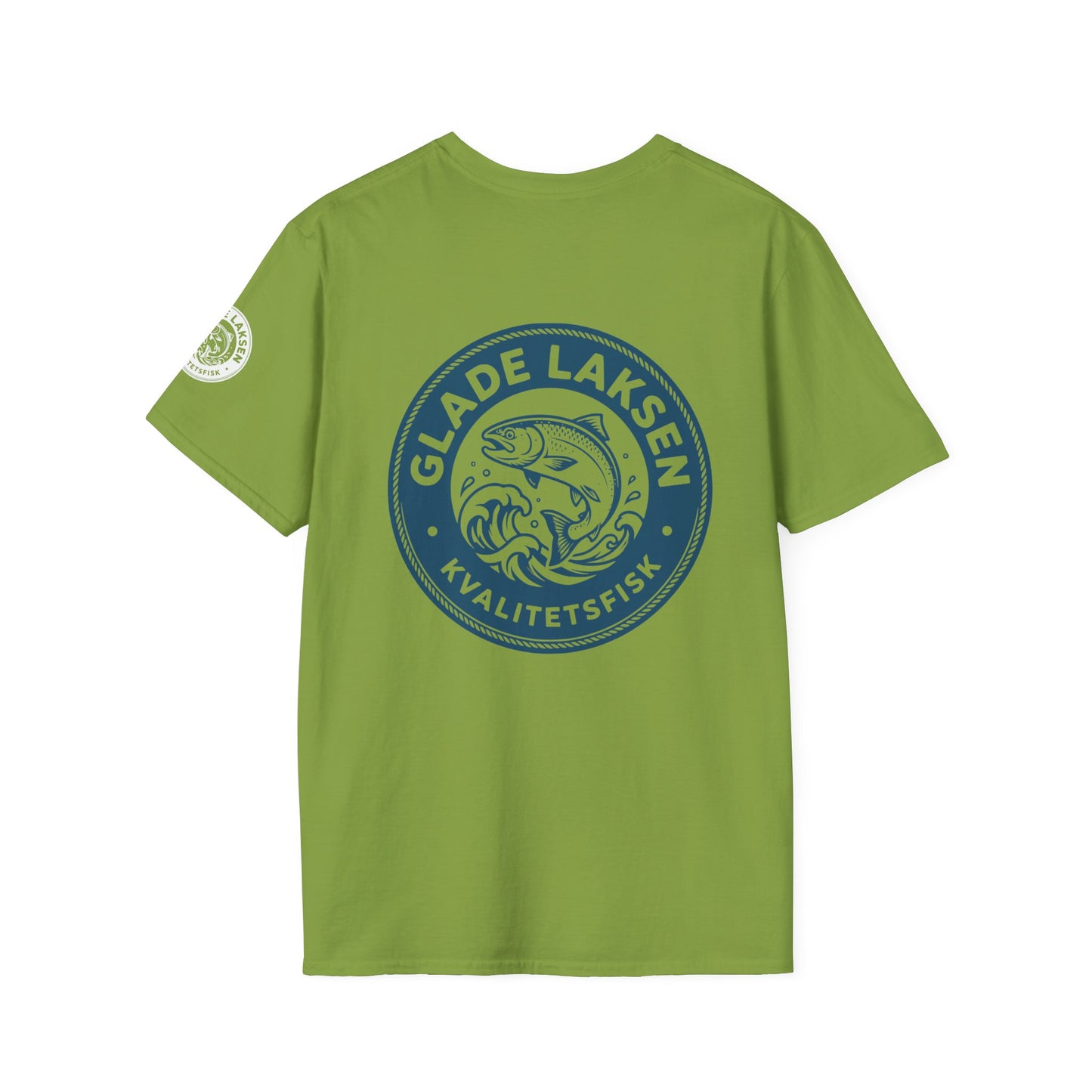 Glade Laksen Kvalitetsfisk T-Shirt — Vintage Salmon Fishing Tee