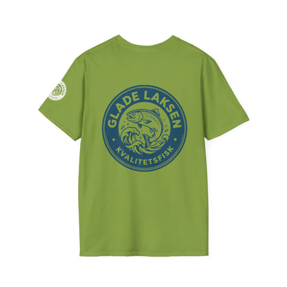 Glade Laksen Kvalitetsfisk T-Shirt — Vintage Salmon Fishing Tee