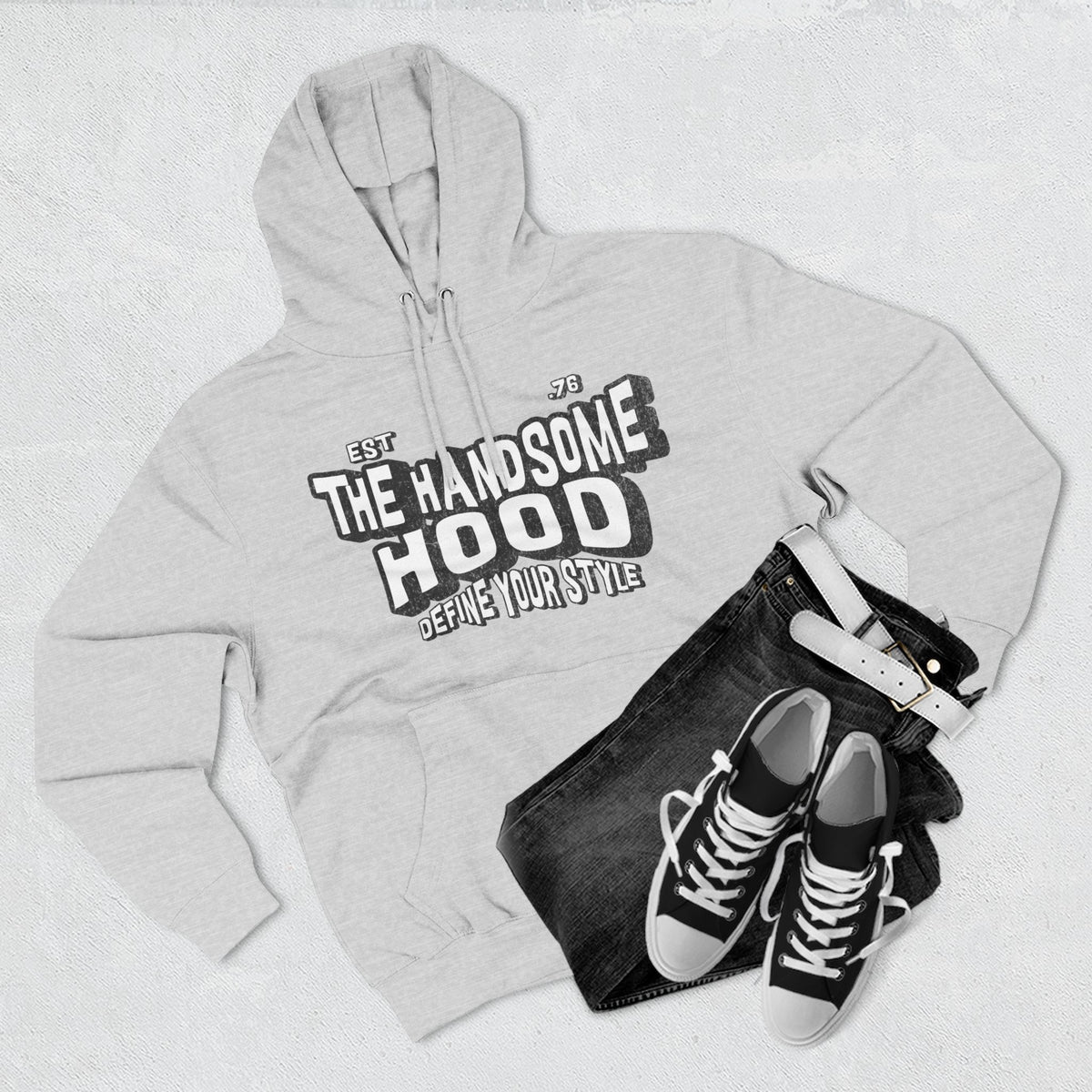 The Handsome Hood Fleece Hoodie - Retro Script Graphic Pullover