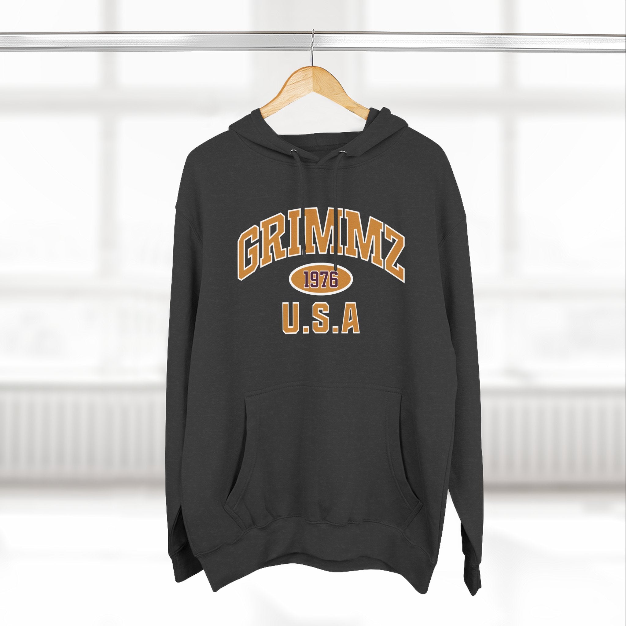 Grimmz 1976 U.S.A. Hoodie — Vintage Collegiate Fleece Pullover