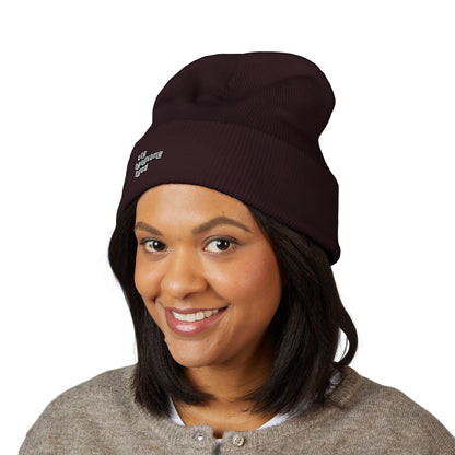 Minimalist White Logo Knit Beanie