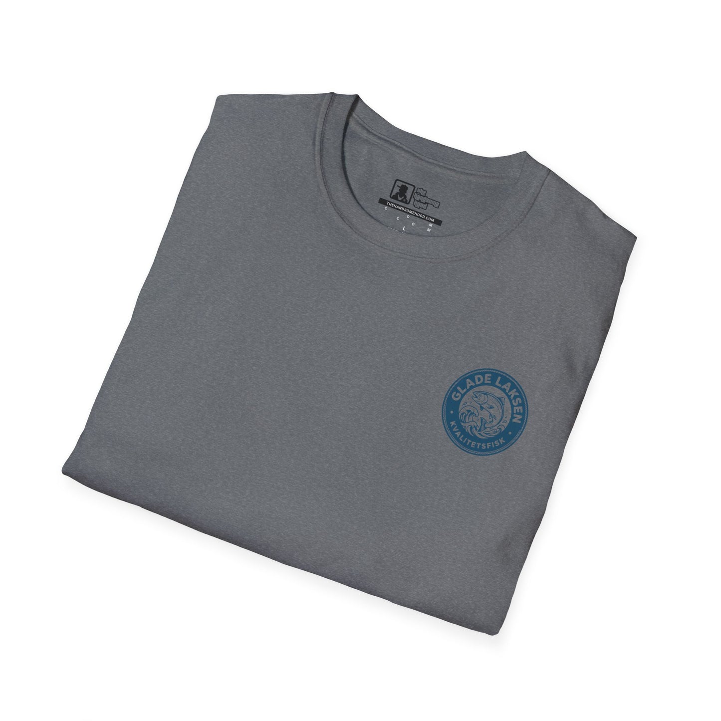 Glade Laksen Kvalitetsfisk T-Shirt — Vintage Salmon Fishing Tee