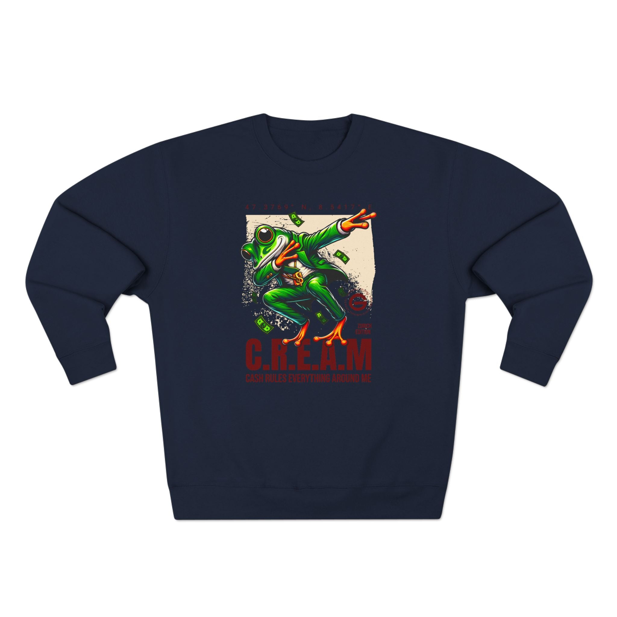C.R.E.A.M. Frog Crewneck Sweatshirt – 'Cash Rules Everything Around Me' Graphic