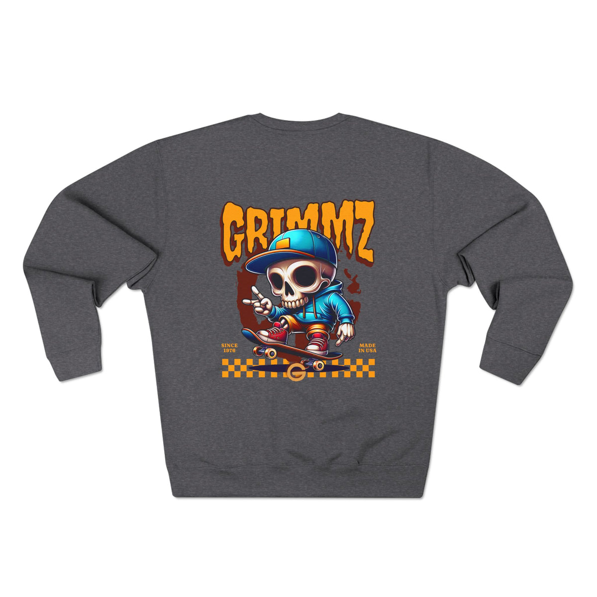 GRIMMYZ Skull Skateboard Crewneck Sweatshirt