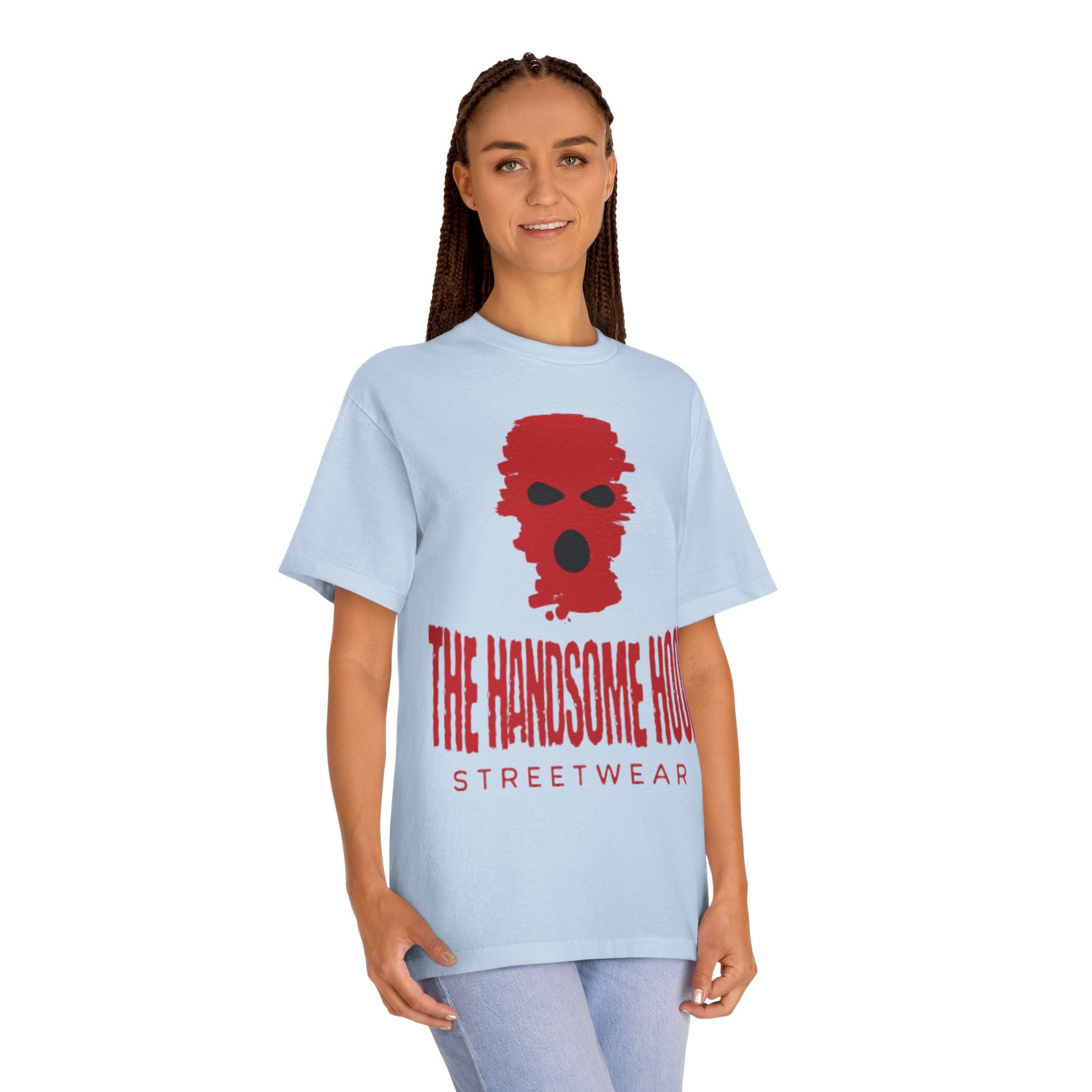 The Handsome Hood Streetwear Tee — Red Balaclava Graphic T-Shirt
