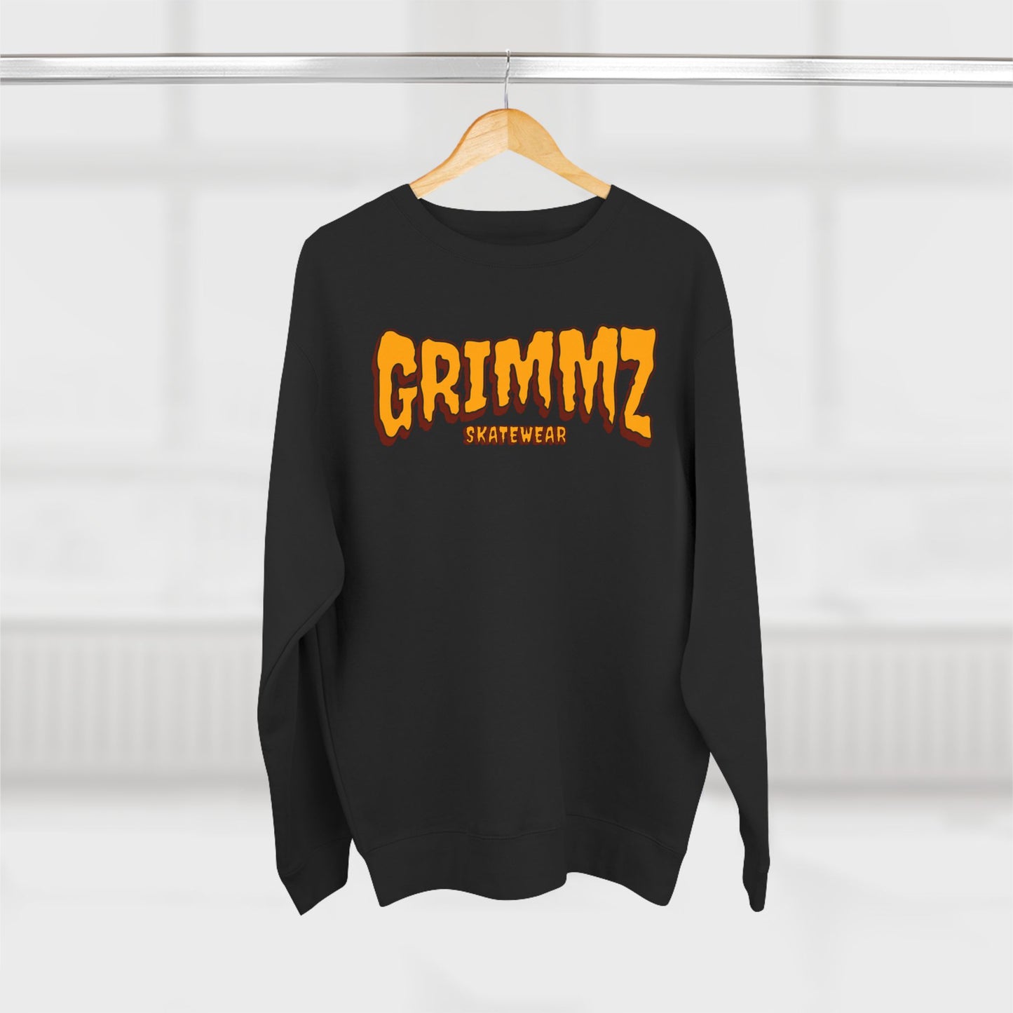 Grimmz Crewneck Sweatshirt — Bold Orange Logo Streetwear