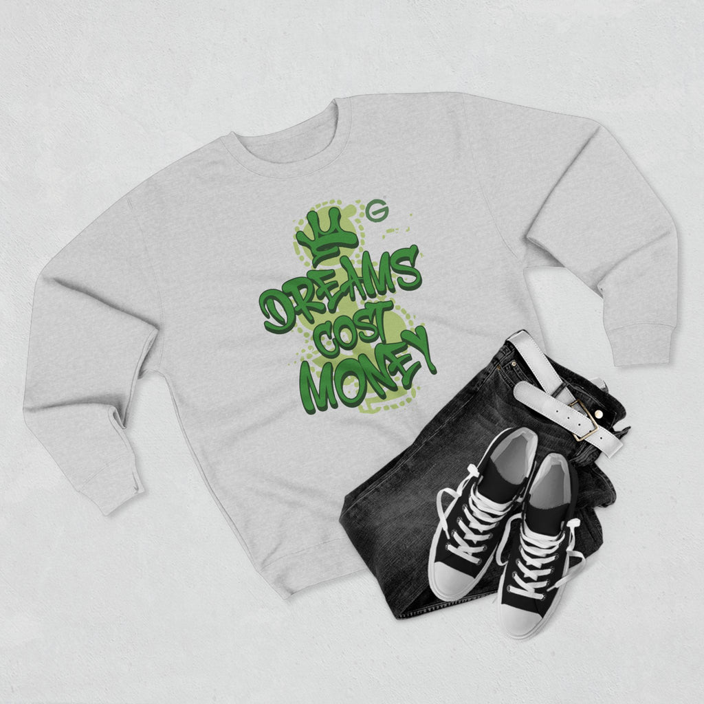Dreams Cost Money Crewneck Sweatshirt – Green Graffiti Money Graphic