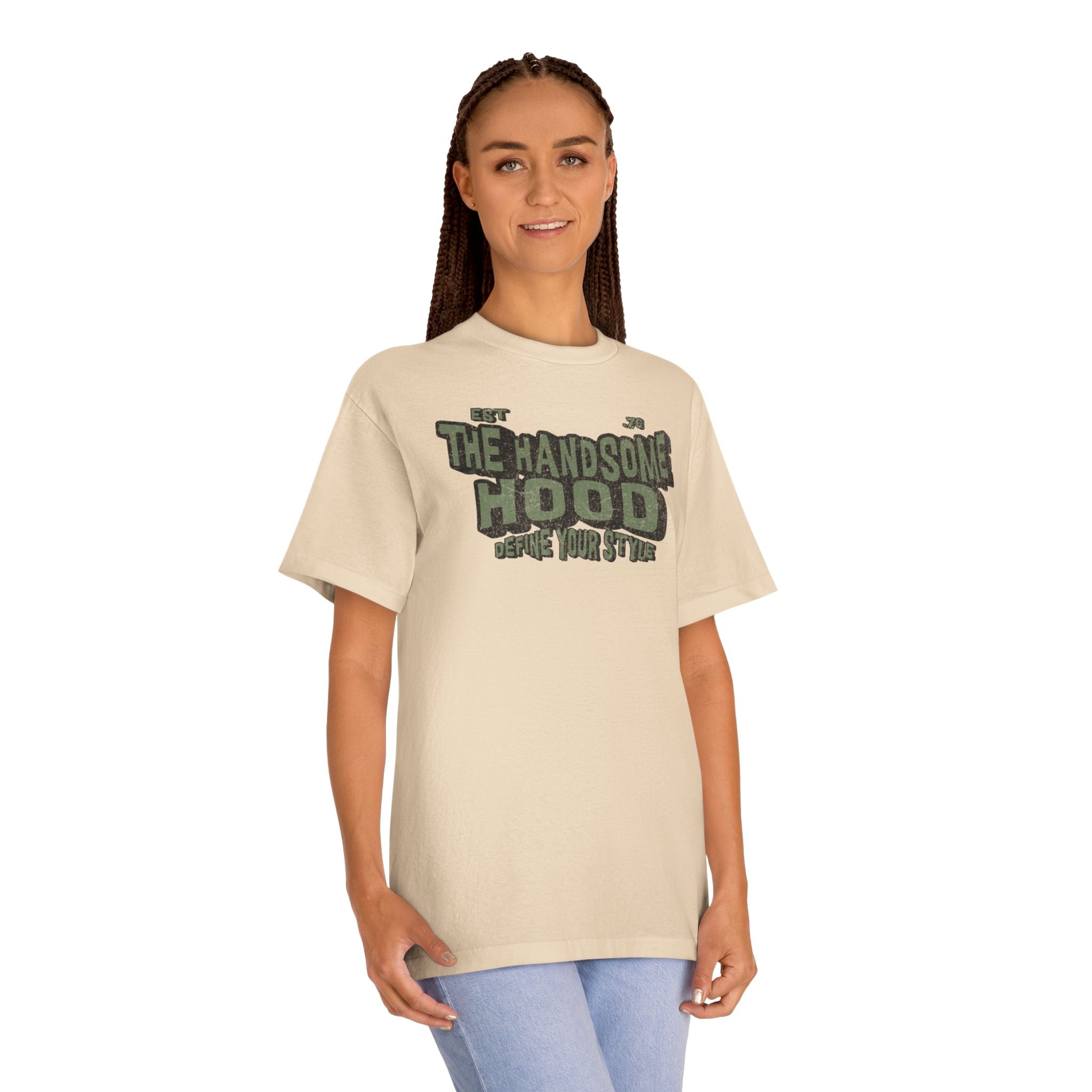 The Handsome Hood Tee — Vintage Military Green Graphic T-Shirt