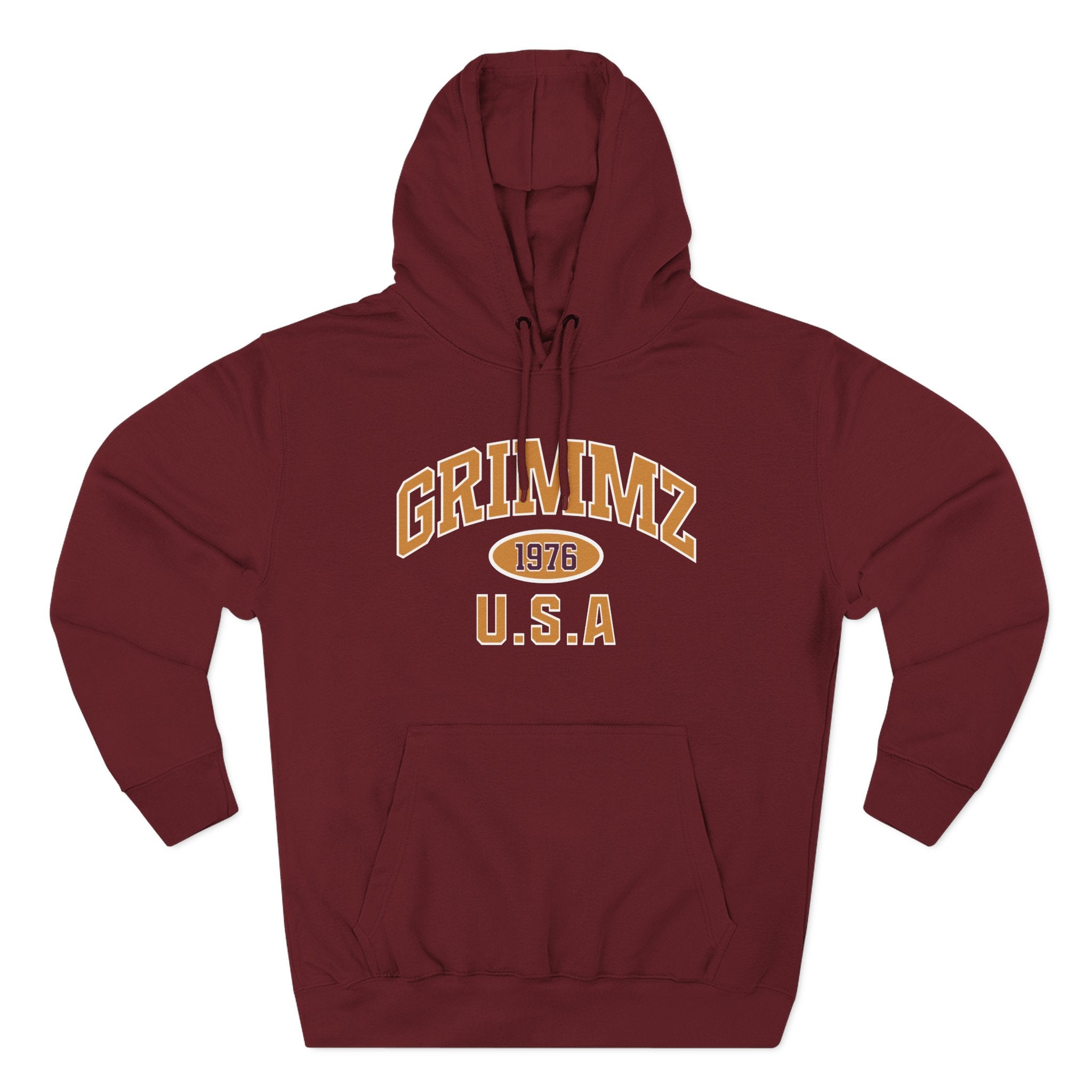 Grimmz 1976 U.S.A. Hoodie — Vintage Collegiate Fleece Pullover