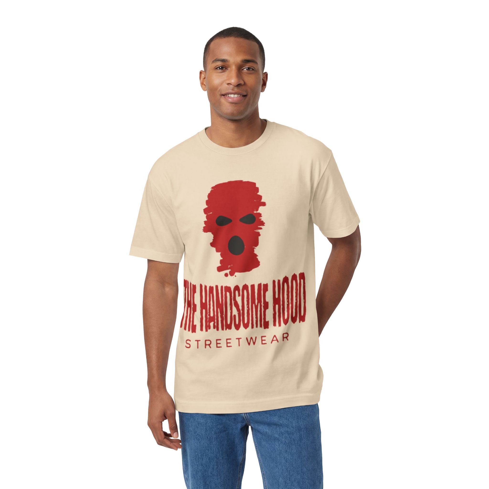 The Handsome Hood Streetwear Tee — Red Balaclava Graphic T-Shirt