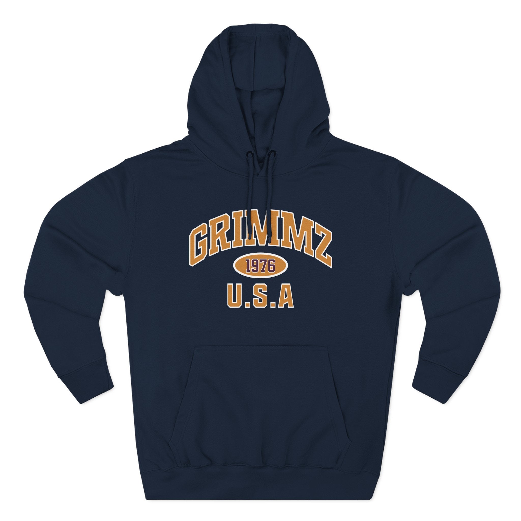 Grimmz 1976 U.S.A. Hoodie — Vintage Collegiate Fleece Pullover
