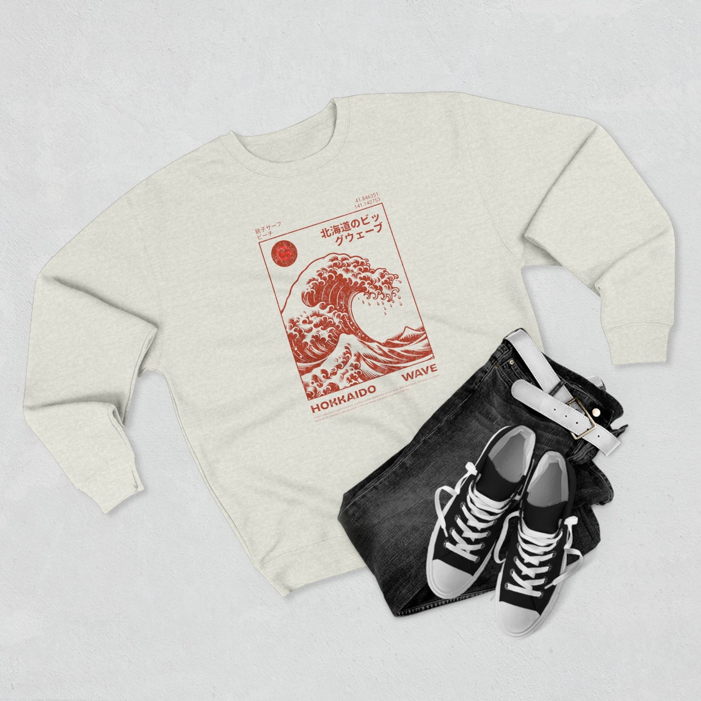 Hokkaido Wave Graphic Crewneck Sweatshirt