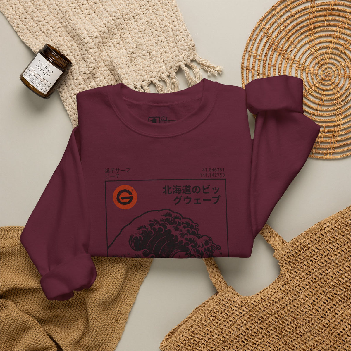 Hokkaido Wave Crewneck Sweatshirt