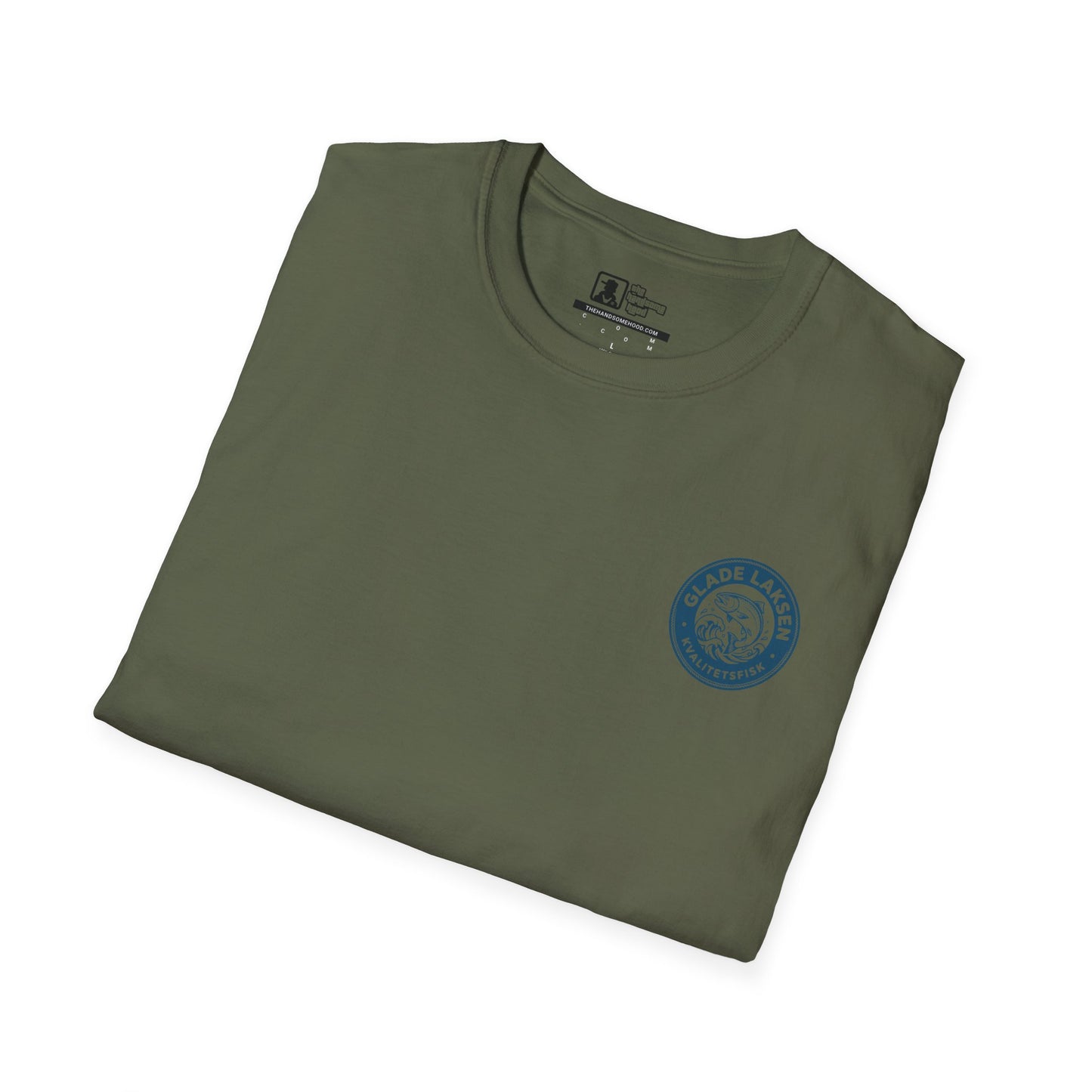Glade Laksen Kvalitetsfisk T-Shirt — Vintage Salmon Fishing Tee