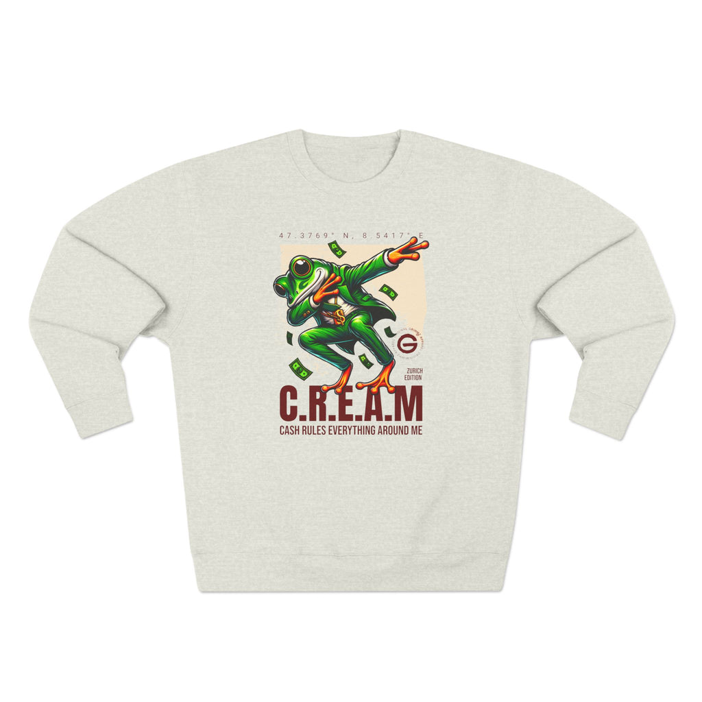 C.R.E.A.M. Frog Crewneck Sweatshirt – 'Cash Rules Everything Around Me' Graphic