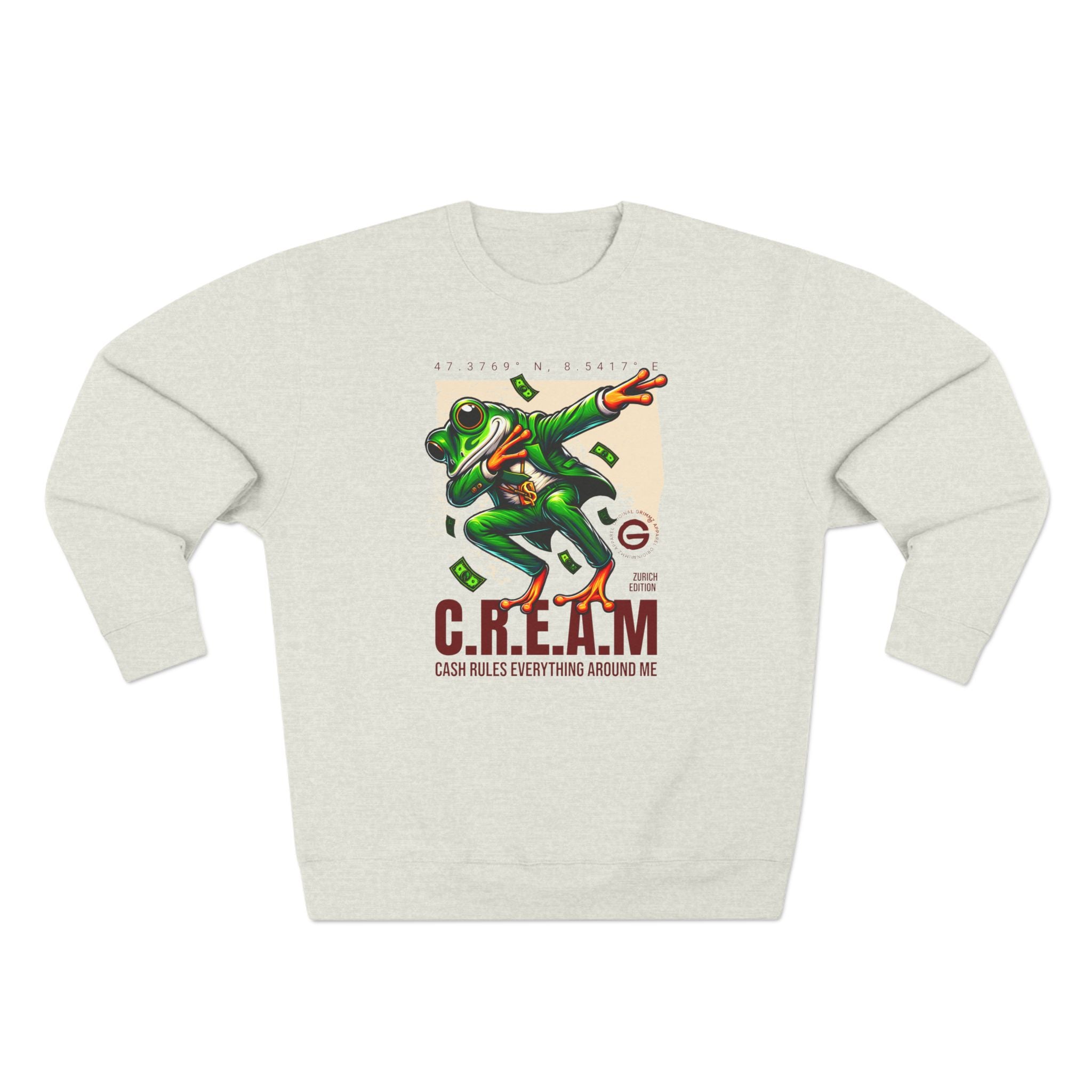 C.R.E.A.M. Frog Crewneck Sweatshirt – 'Cash Rules Everything Around Me' Graphic