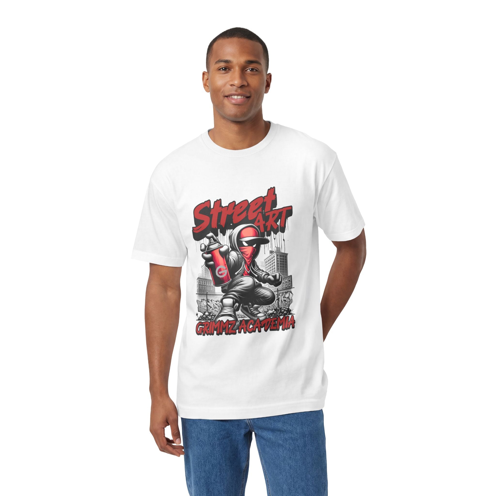 Street Art Graffiti Tee — "Street Art" Graphic Spray-Paint Crewneck