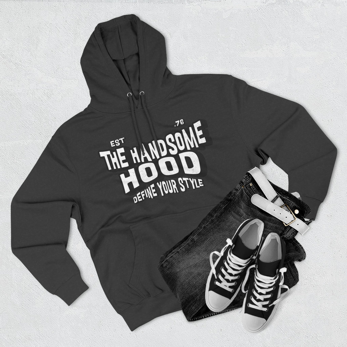 The Handsome Hood Fleece Hoodie - Retro Script Graphic Pullover
