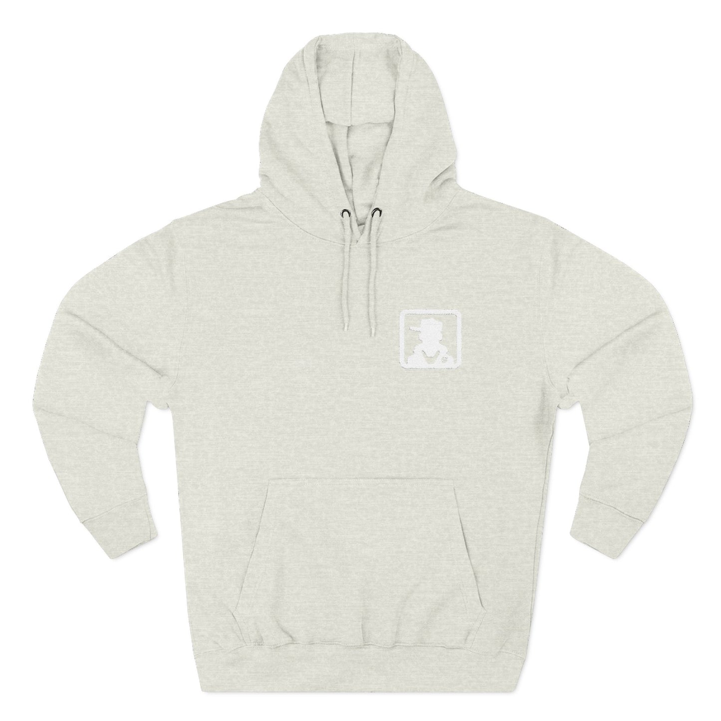 Minimal White Pocket Logo Hoodie