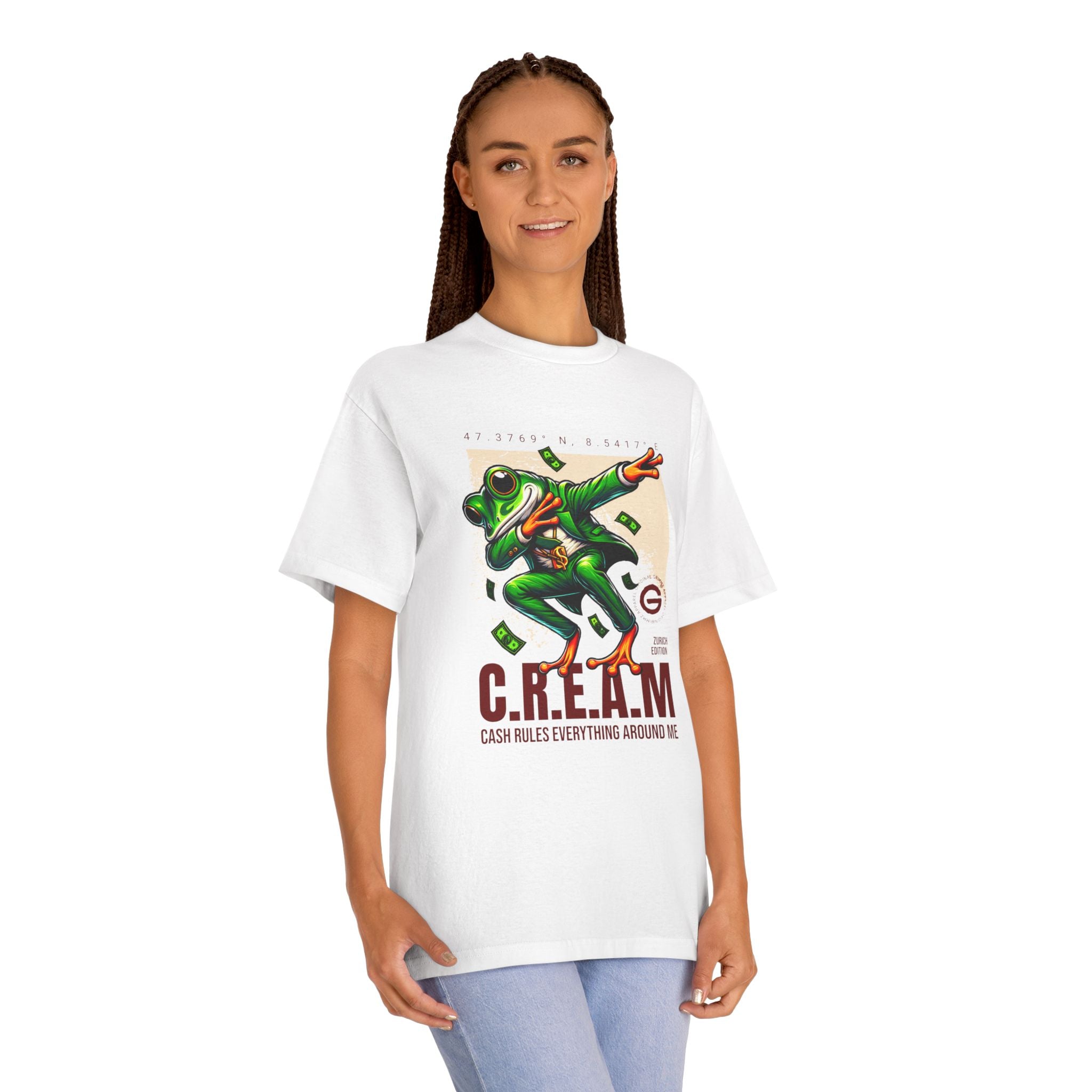 C.R.E.A.M. Frog Graphic Tee — 'Cash Rules Everything Around Me' Streetwear T-Shirt