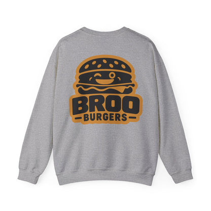 Burger Logo Sweatshirt — 'BROO Burgers' Retro Fast Food Crewneck