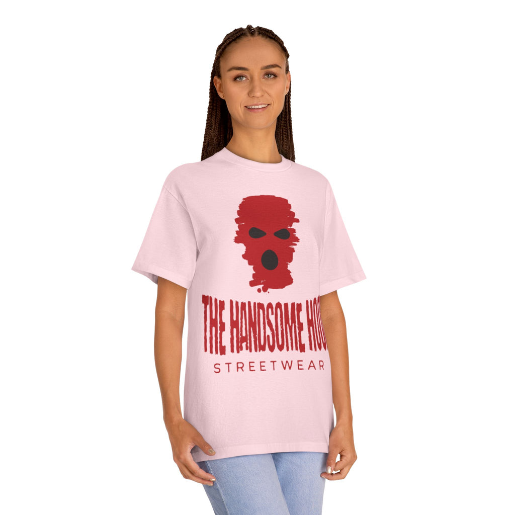 The Handsome Hood Streetwear Tee — Red Balaclava Graphic T-Shirt