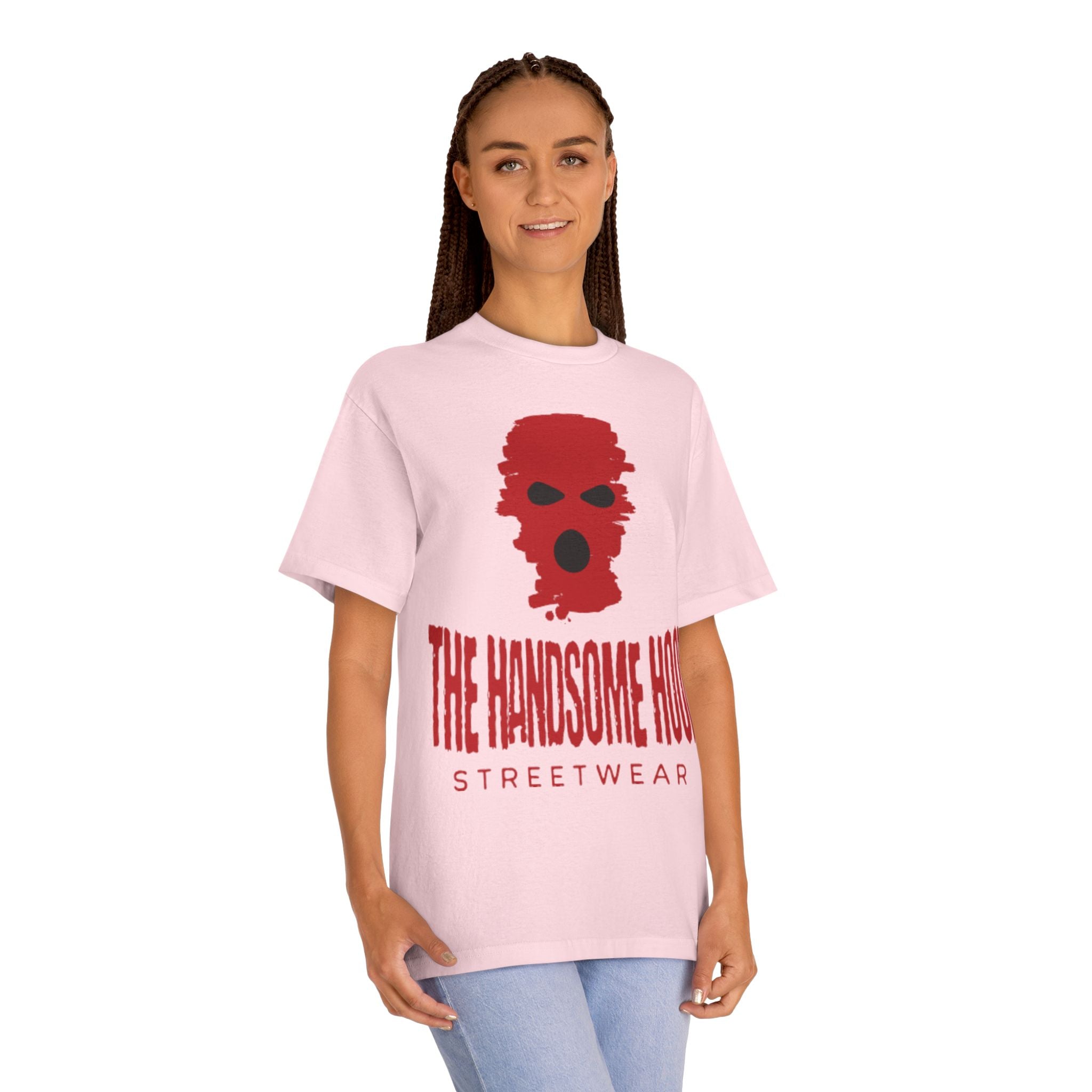 The Handsome Hood Streetwear Tee — Red Balaclava Graphic T-Shirt