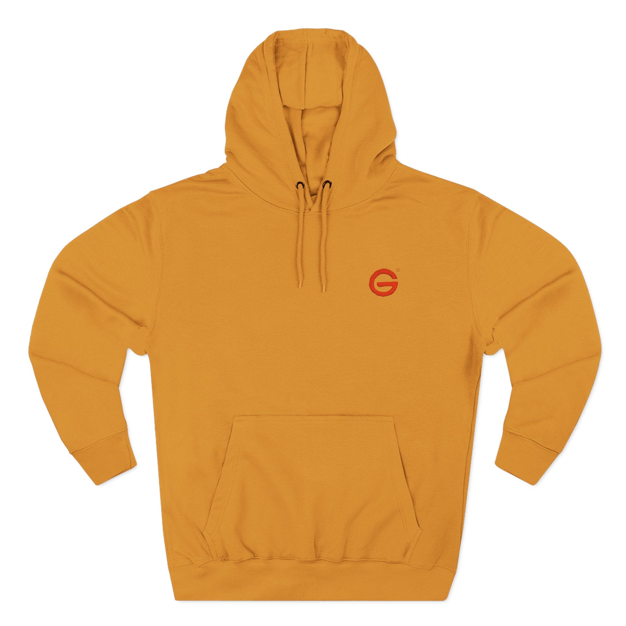 Minimalist Red 'G' Logo Hoodie - White Fleece Pullover