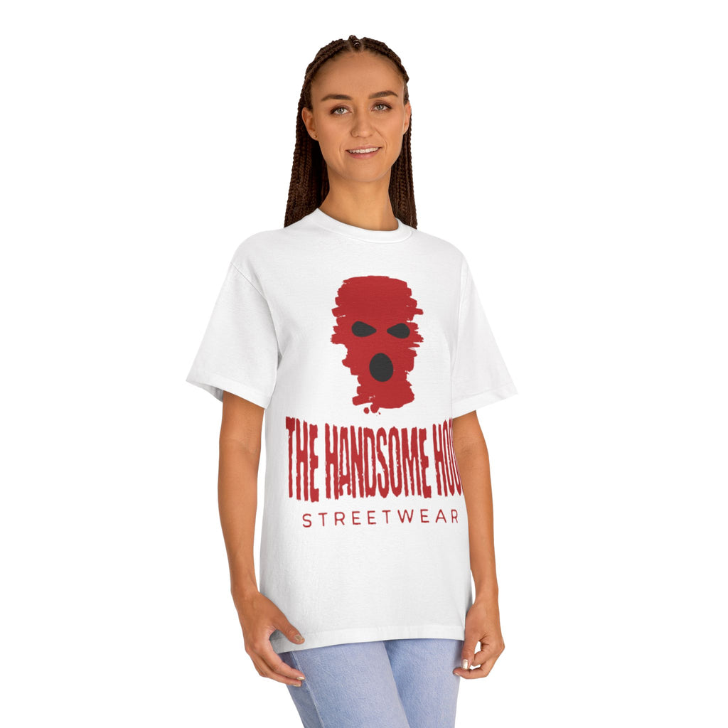 The Handsome Hood Streetwear Tee — Red Balaclava Graphic T-Shirt