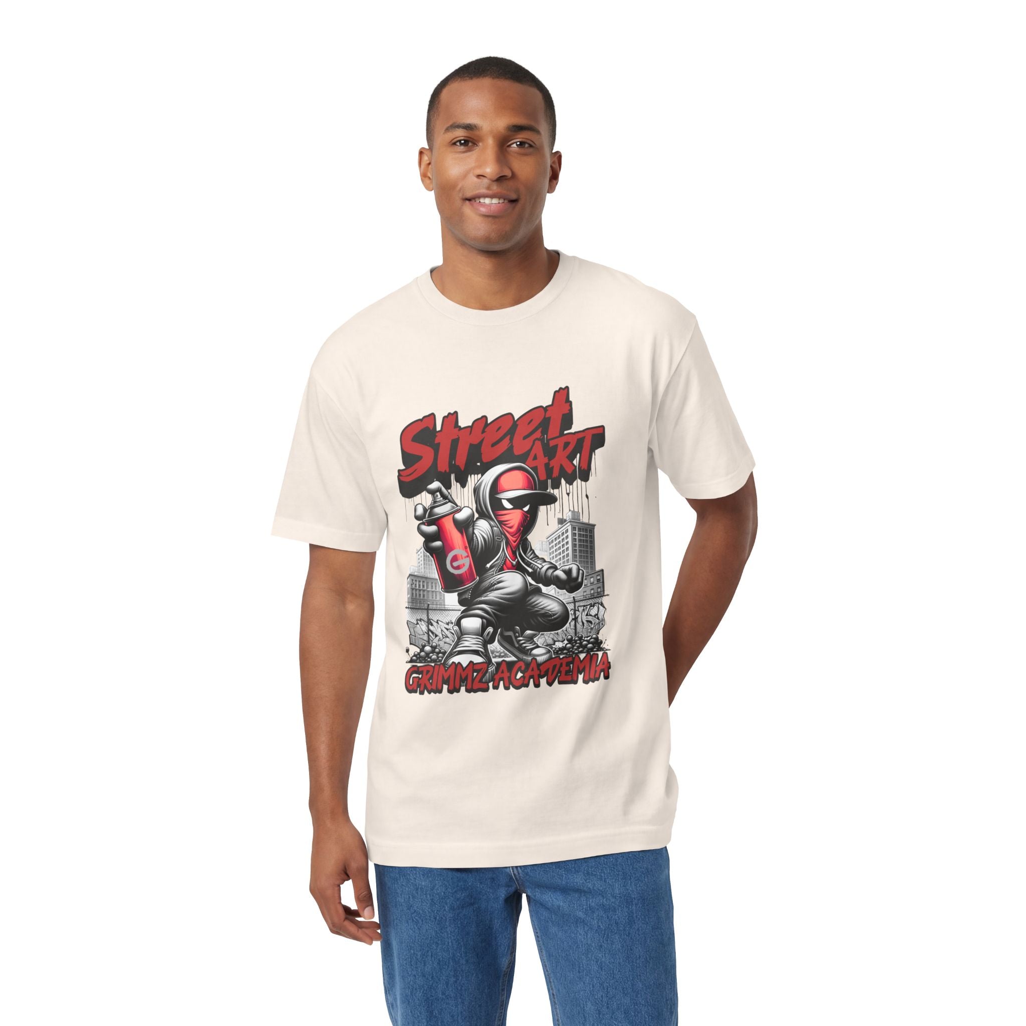 Street Art Graffiti Tee — "Street Art" Graphic Spray-Paint Crewneck