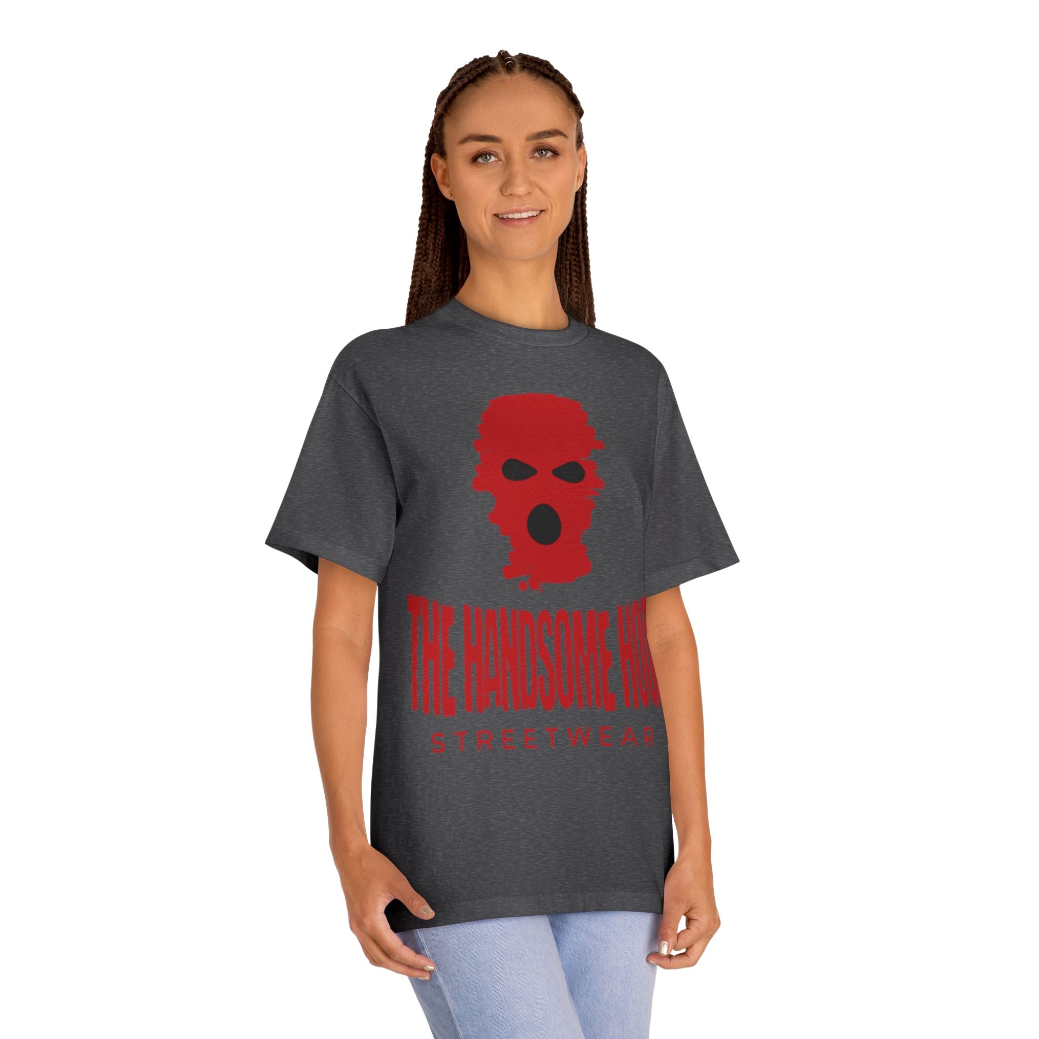 The Handsome Hood Streetwear Tee — Red Balaclava Graphic T-Shirt