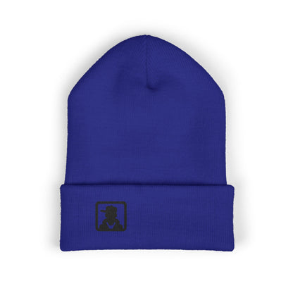 Embroidered Detective Silhouette Cuffed Beanie