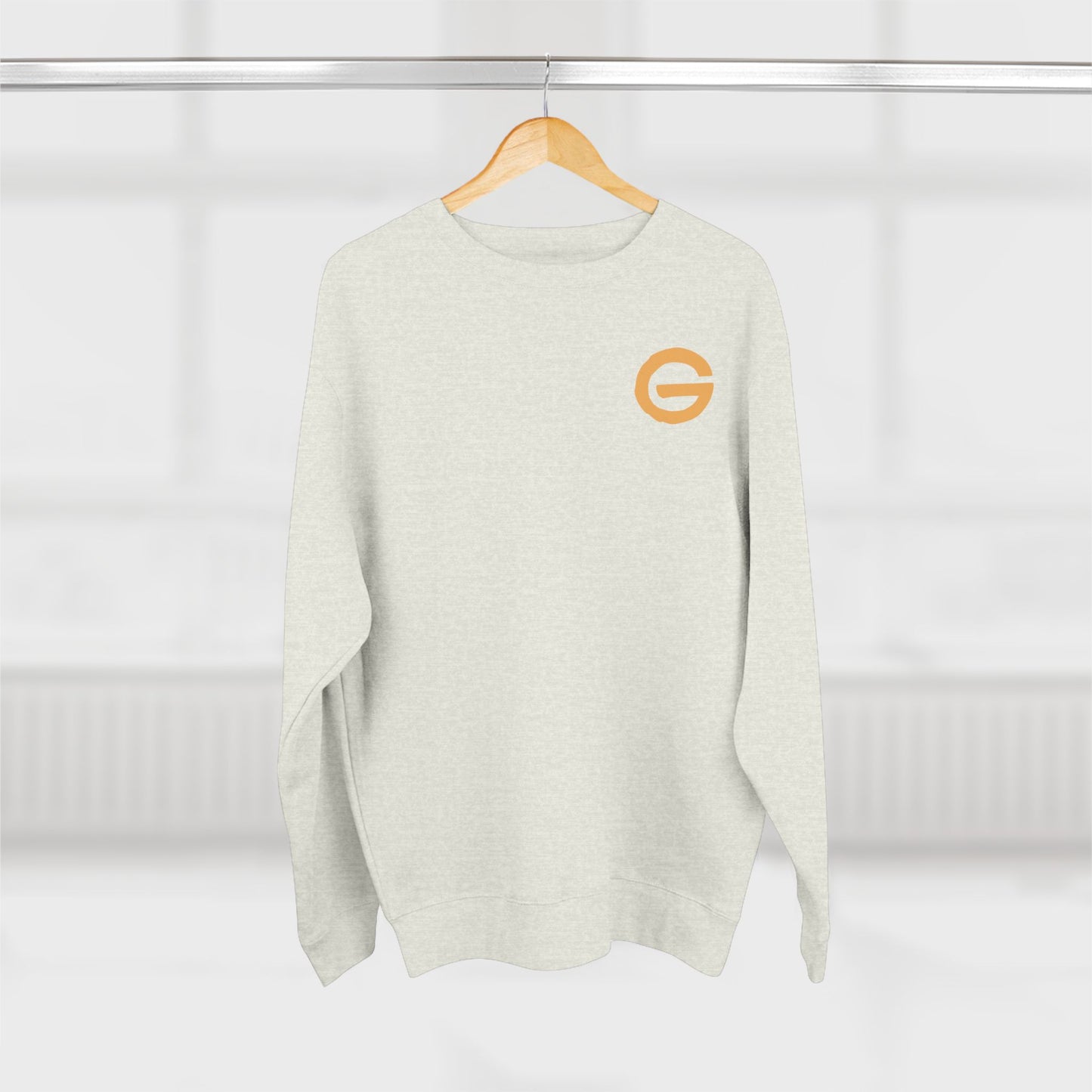 Minimal Logo Crewneck Sweatshirt — Small Orange 'G' Chest Emblem