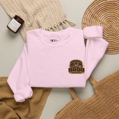Burger Logo Sweatshirt — 'BROO Burgers' Retro Fast Food Crewneck