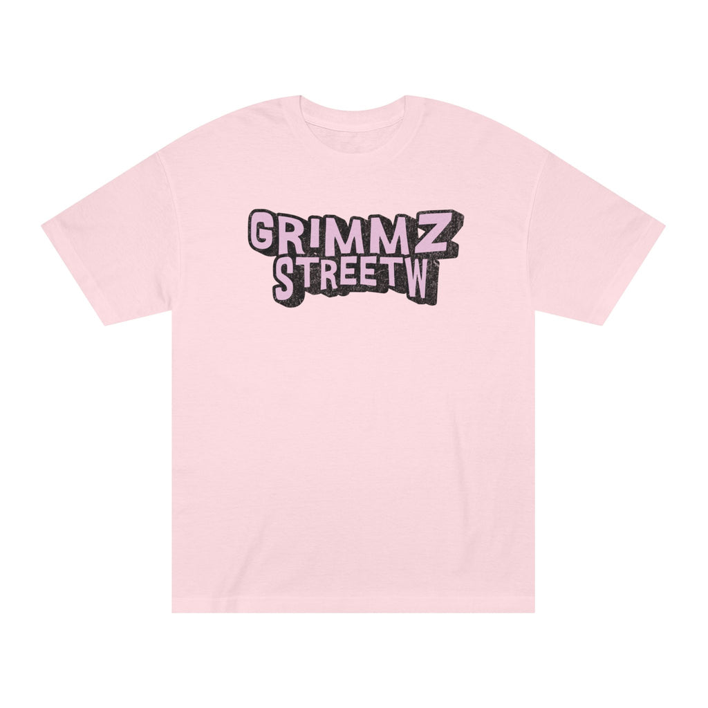 Grimmz Streetwear Tee — Pink Graffiti Logo T-Shirt