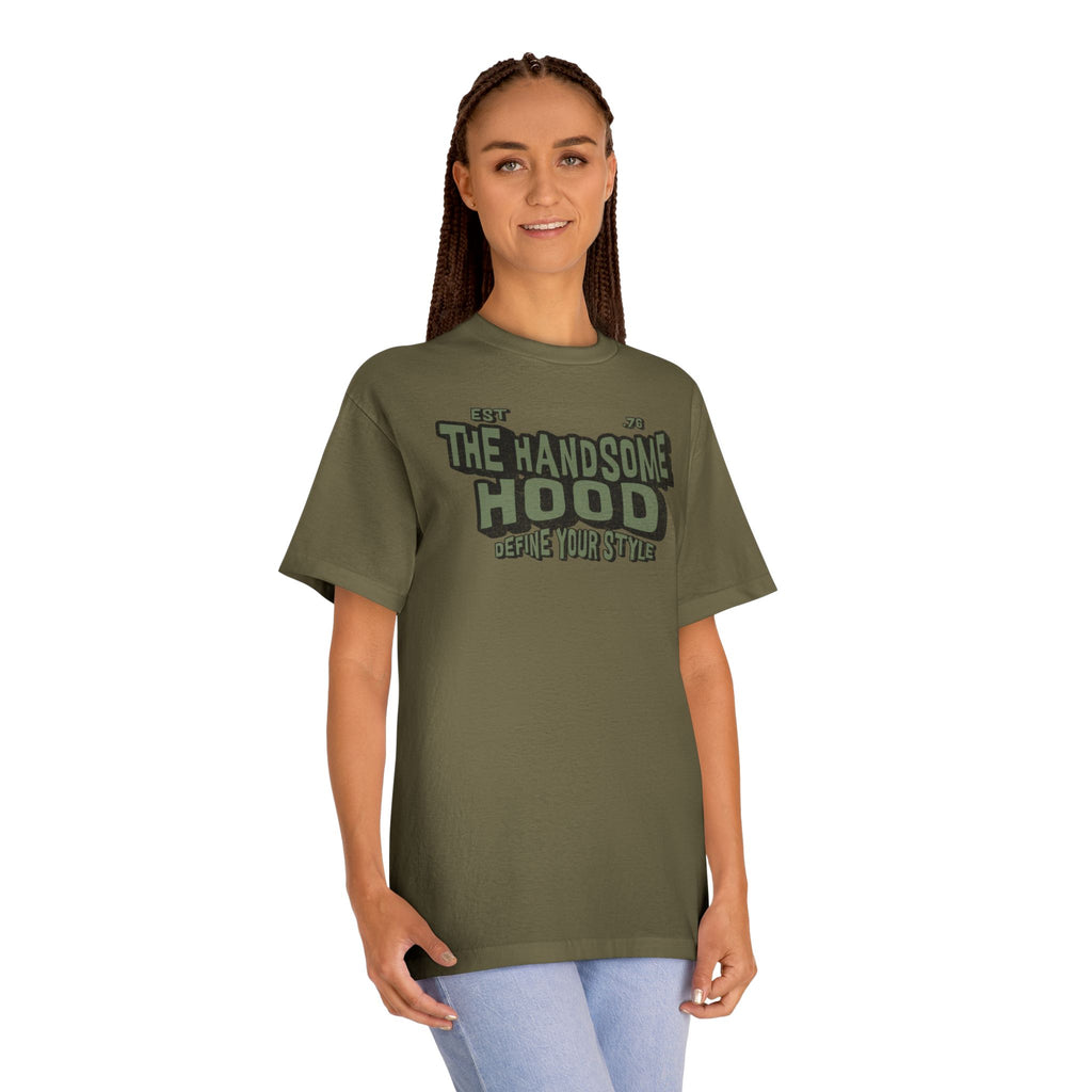 The Handsome Hood Tee — Vintage Military Green Graphic T-Shirt