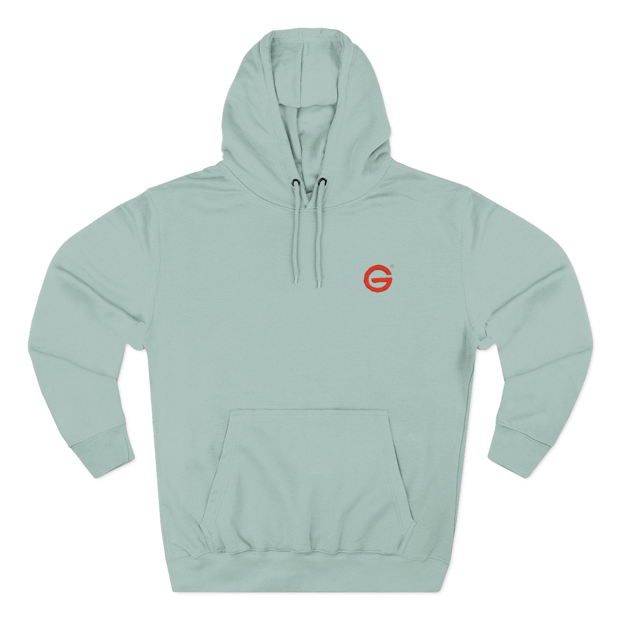 Minimalist Red 'G' Logo Hoodie - White Fleece Pullover