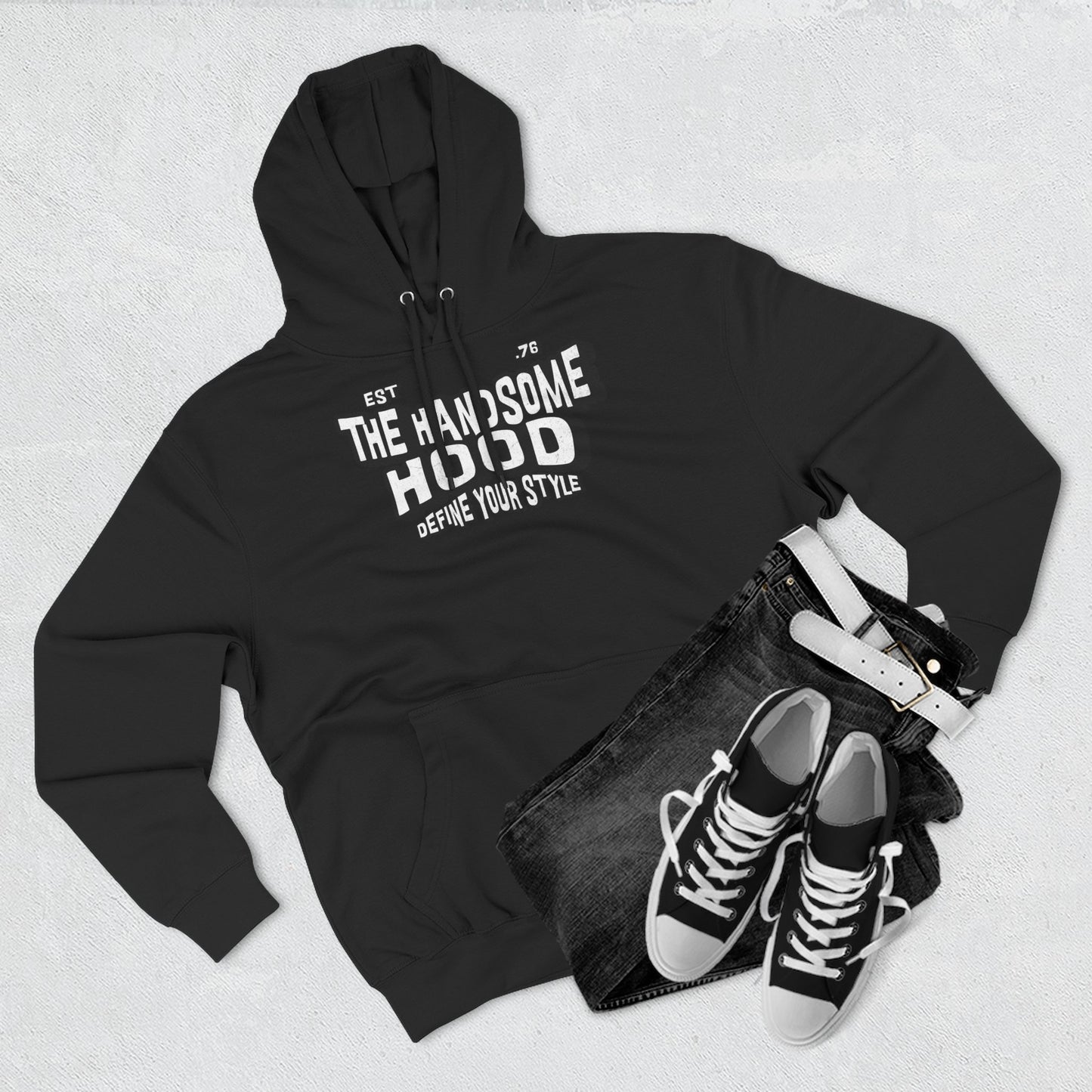 The Handsome Hood Fleece Hoodie - Retro Script Graphic Pullover