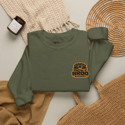 Burger Logo Sweatshirt — 'BROO Burgers' Retro Fast Food Crewneck
