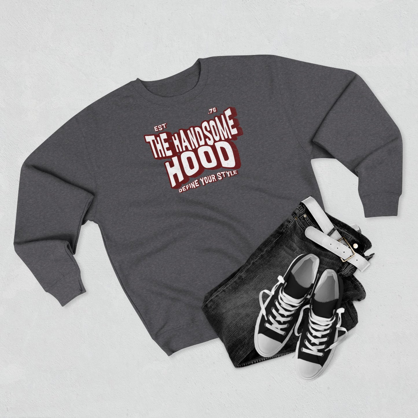 Crewneck Sweatshirt — "The Handsome Hood" Retro Script Pullover