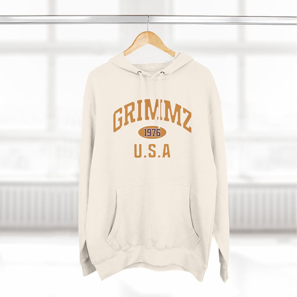 Grimmz 1976 U.S.A. Hoodie — Vintage Collegiate Fleece Pullover