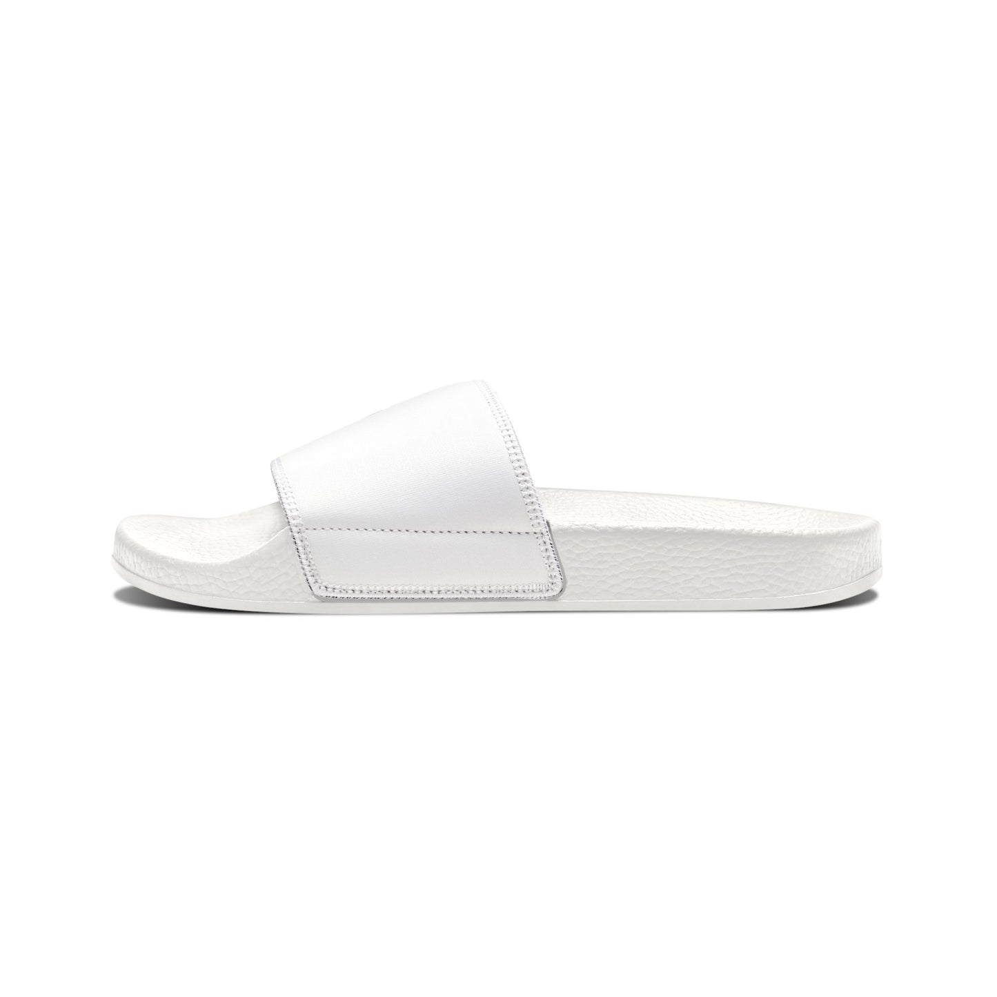 Men's Slide Sandals — White Removable-Strap Slides with Red Circular Logo
