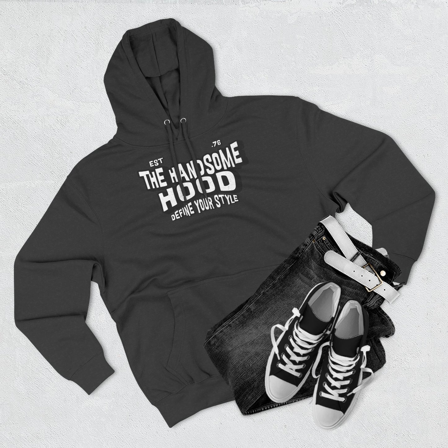 The Handsome Hood Fleece Hoodie - Retro Script Graphic Pullover