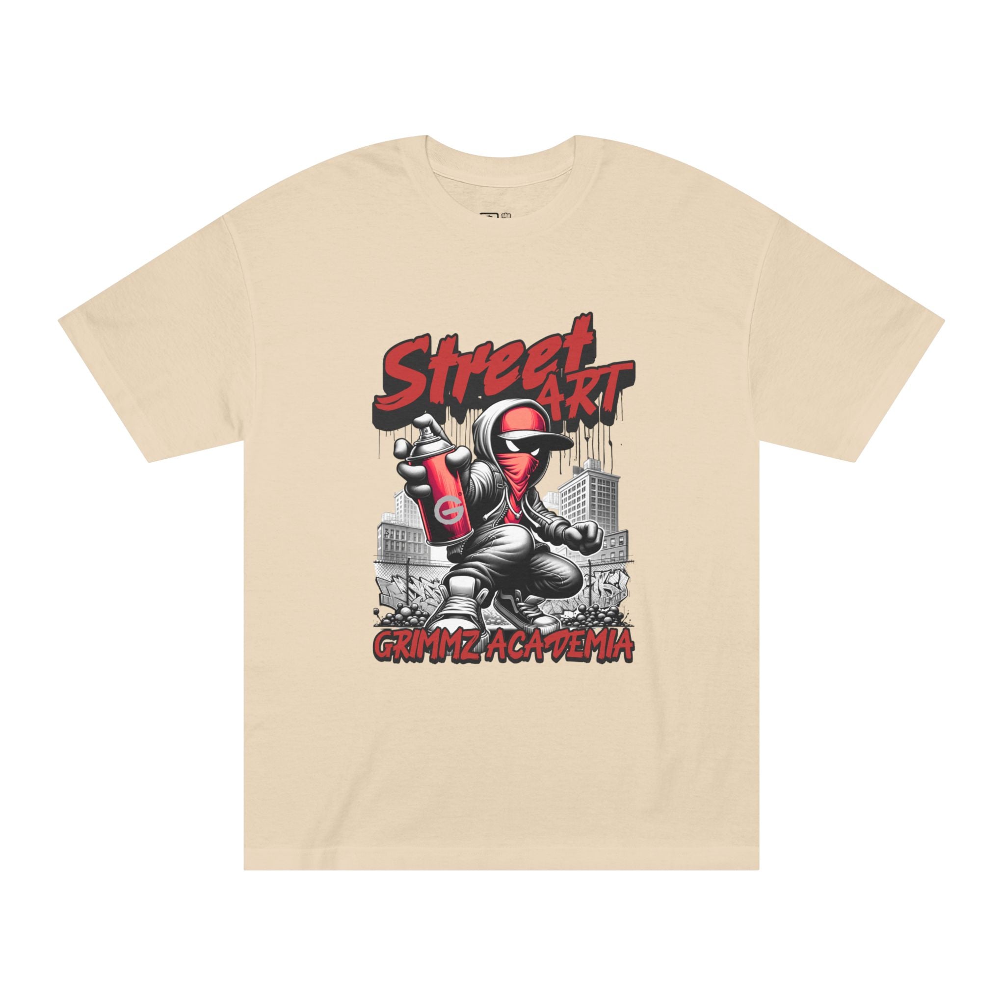 Street Art Graffiti Tee — "Street Art" Graphic Spray-Paint Crewneck