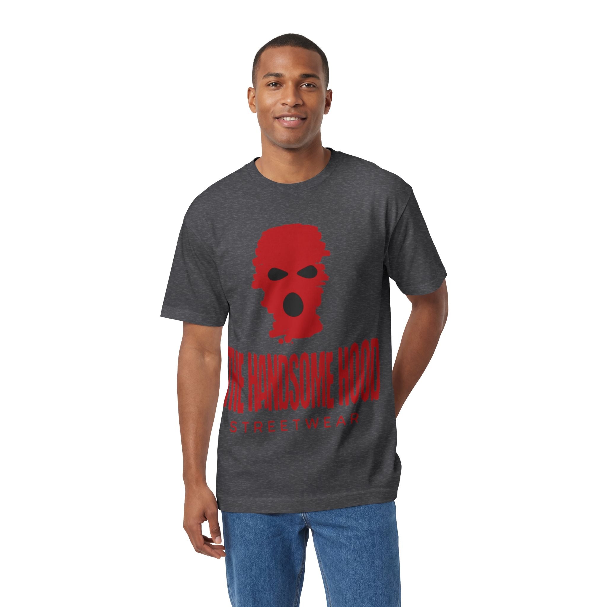 The Handsome Hood Streetwear Tee — Red Balaclava Graphic T-Shirt