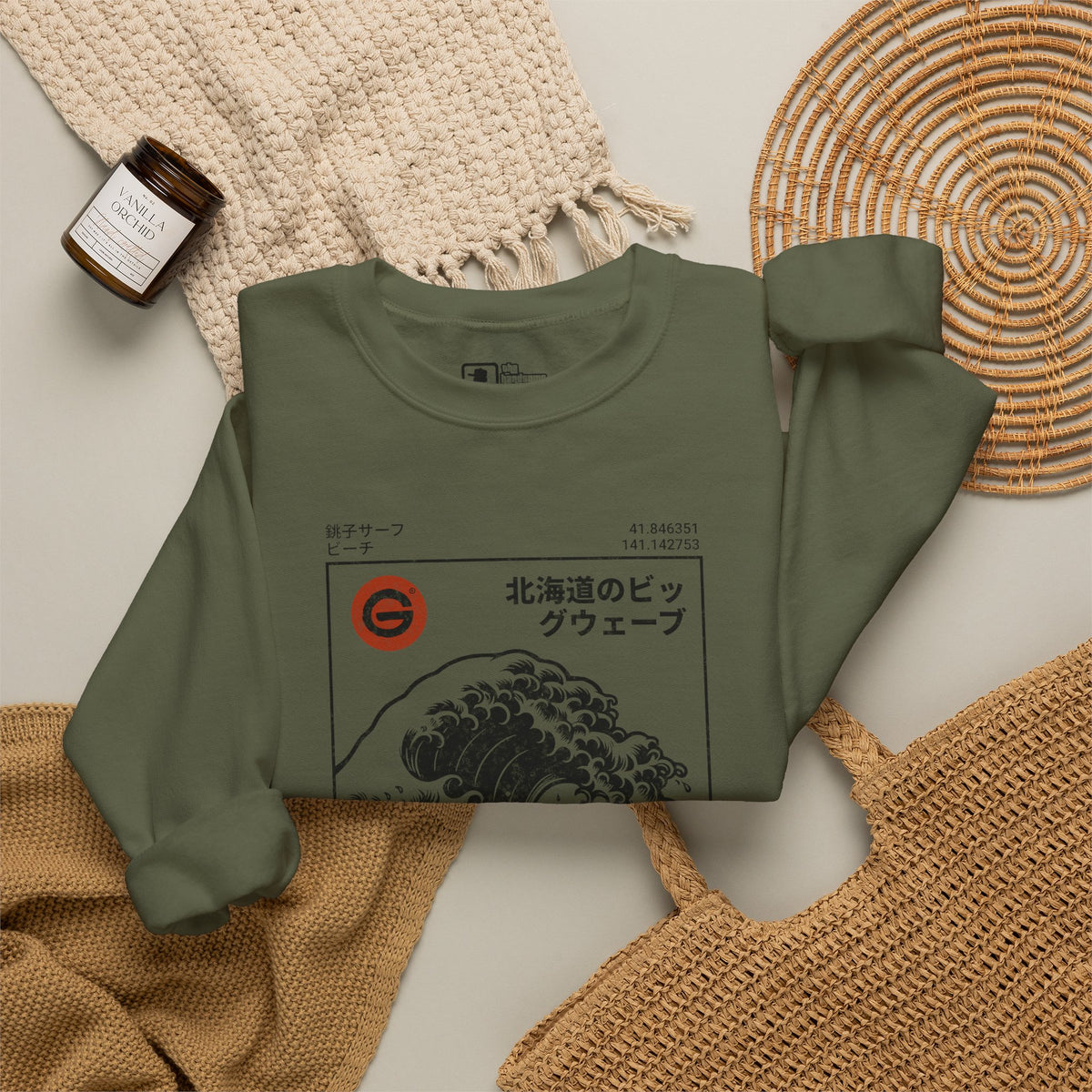 Hokkaido Wave Crewneck Sweatshirt